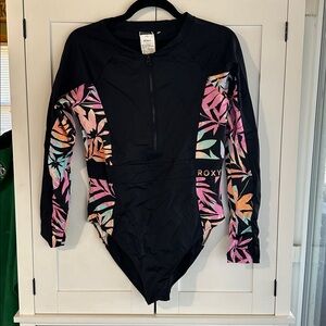 Roxy One Piece Rashguard Swimsuit long sleeve size XL 14 NWOT Surfsuit